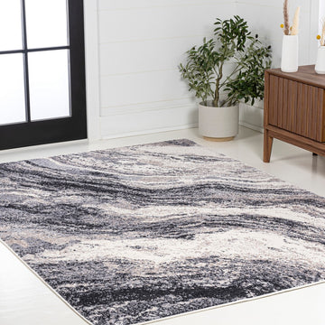 Kassia Contemporary Glam Abstract Marble Area Rug